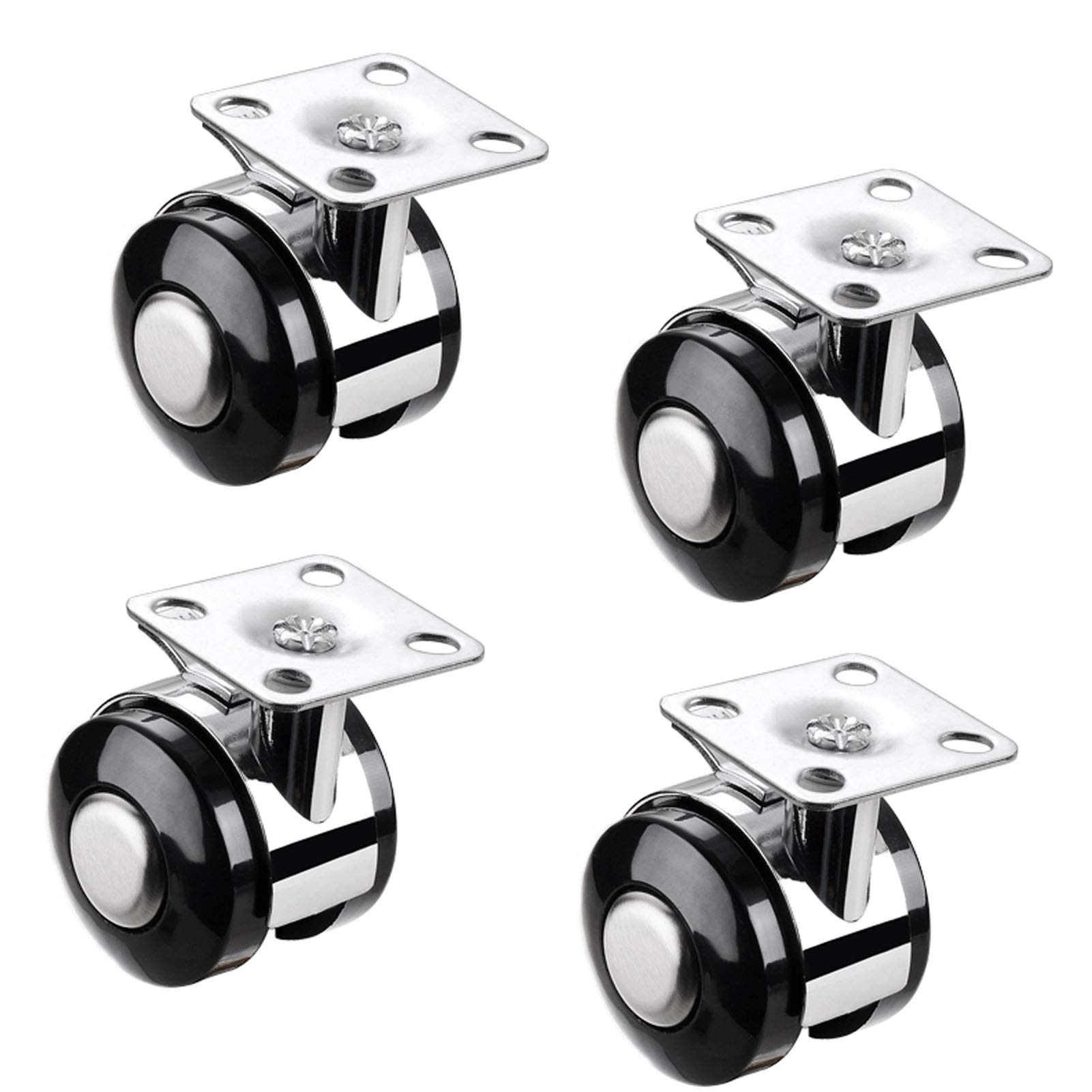 Rotelle Girevoli per Mobili da 2"/ 50mm Ruote con Freno,Rotelle per Mobili Piatte,Rotelle per Armadietti da Comodino,per Portafiori/Lettino per Bambini/Comodino/Carrello,4 Pezzi