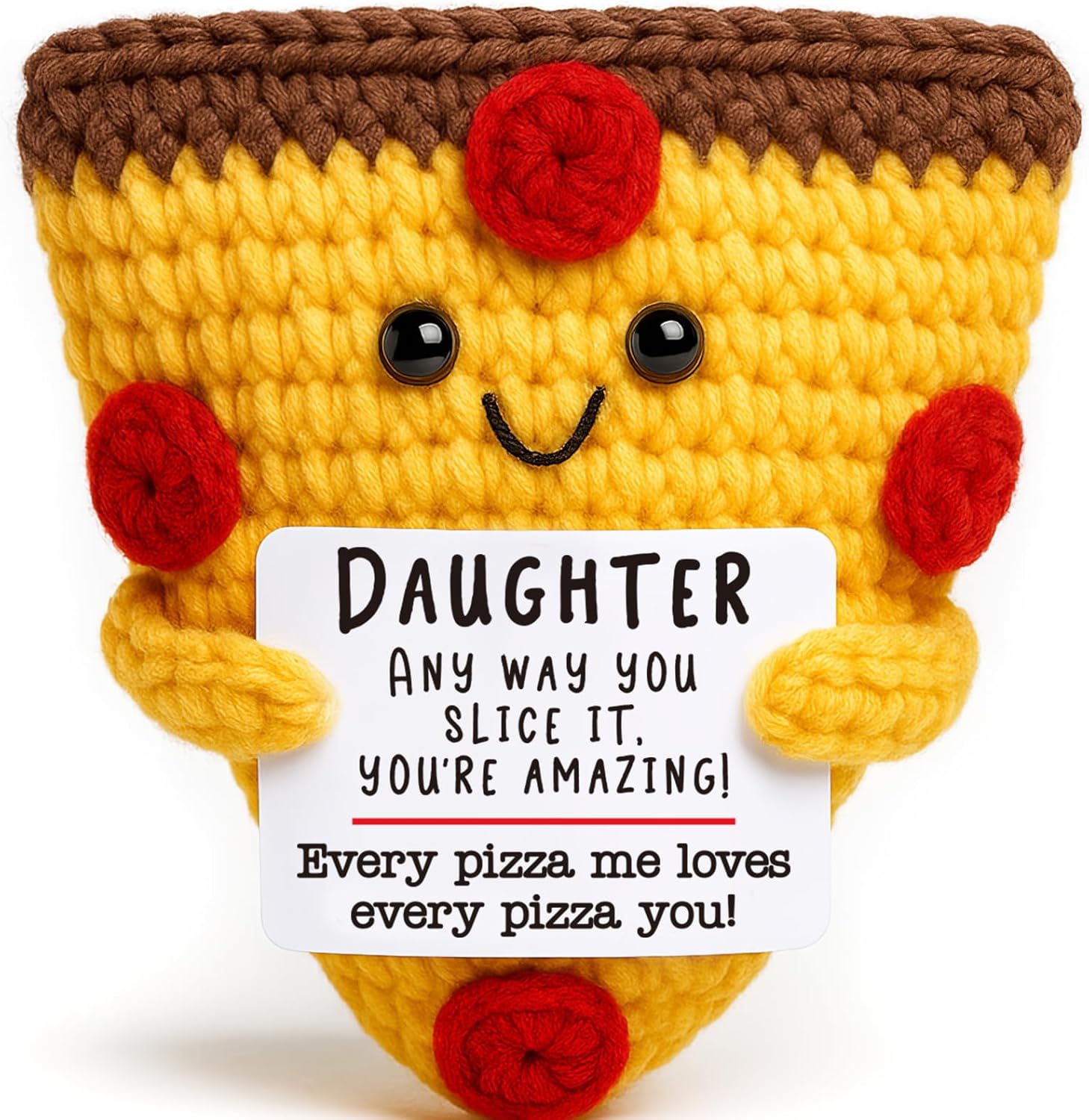 Mini Easter Basket Stuffers for Daughter from Mom Dad Cute Handmade Crochet Pizza for Motivational Encouragement Inspirational Graduation Birthday Gifts for Daughter from Parents Funny Easter Egg