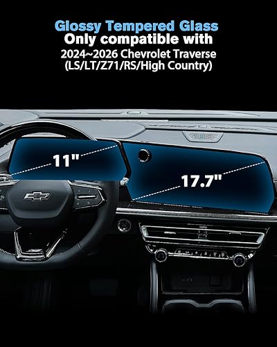 Vista 108 de 1 protector de pantalla de cristal templado brillante de 13.4 pulgadas para Silverado & Sierra 2500HD 3500HD 2022~2026 (sin botones en la pantalla)