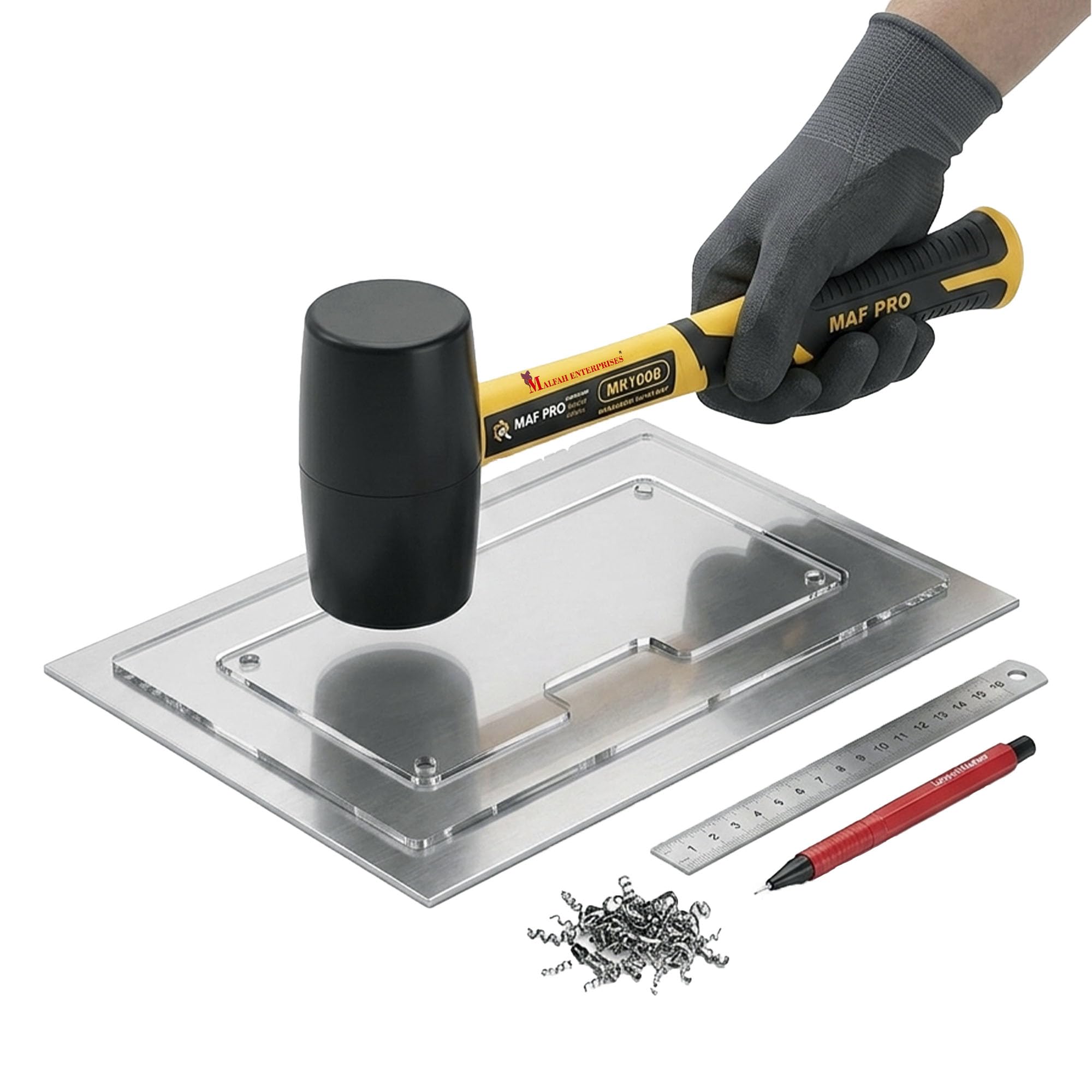 Malfah Rubber Hammer 450 GM Automotive Dead Blow Mallet Anti-shock Handle Masonry Woodwork Home Diy Mechanic Camping Travelling Construction No Harm Maf (450 GM 16 OZ) MR1655 2
