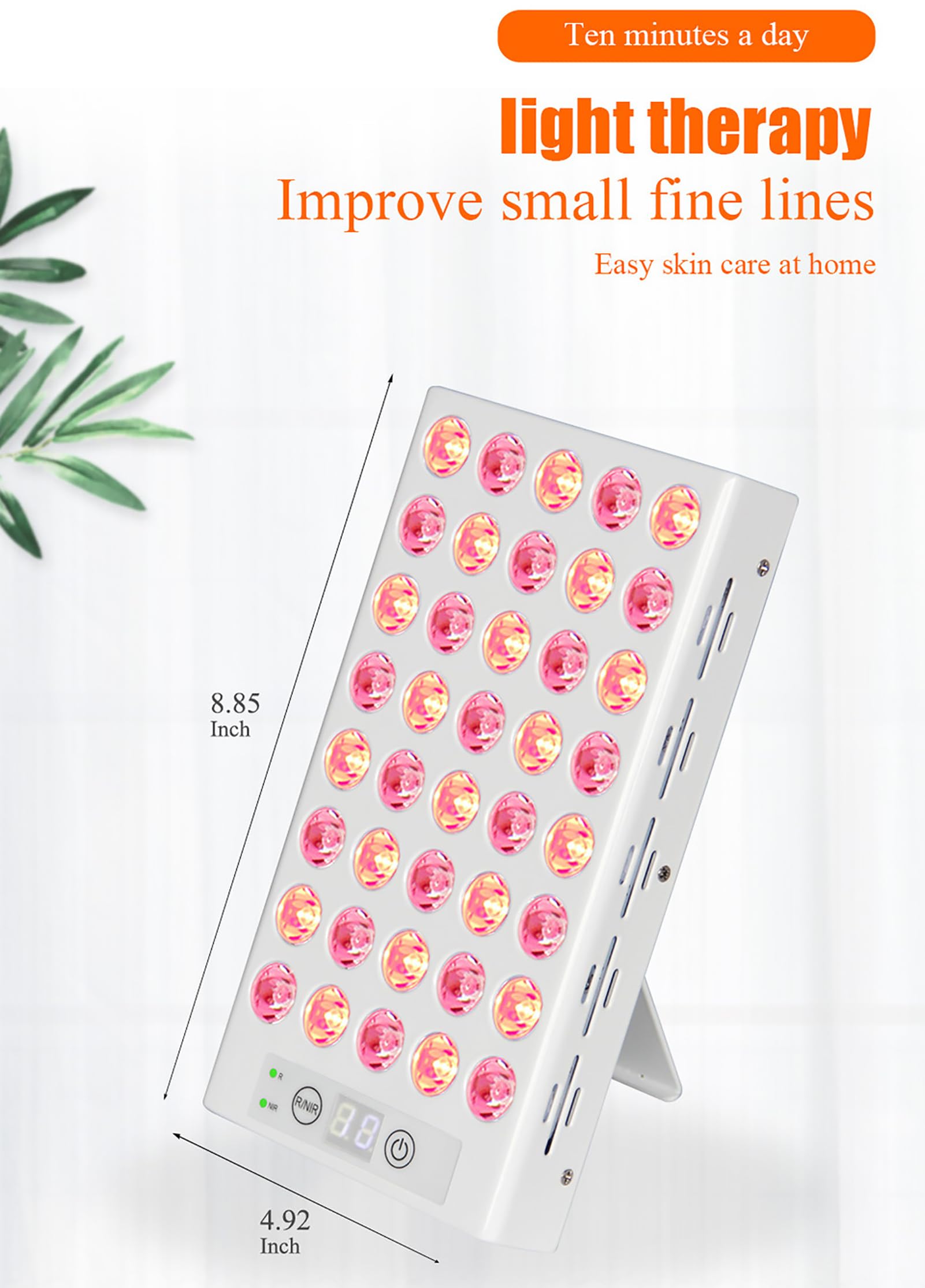GOURIXIN Panel de Terapia de luz roja con 40 Perlas de lámpara, Chips duales de 850 NM y 660 NM, Temporizador Integrado, Terapia de luz infrarroja portátil de Grado clínico