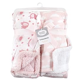 Luvable Friends Unisex Baby Plush Blanket with Sherpa Back, Girl Basic Elephant, One Size