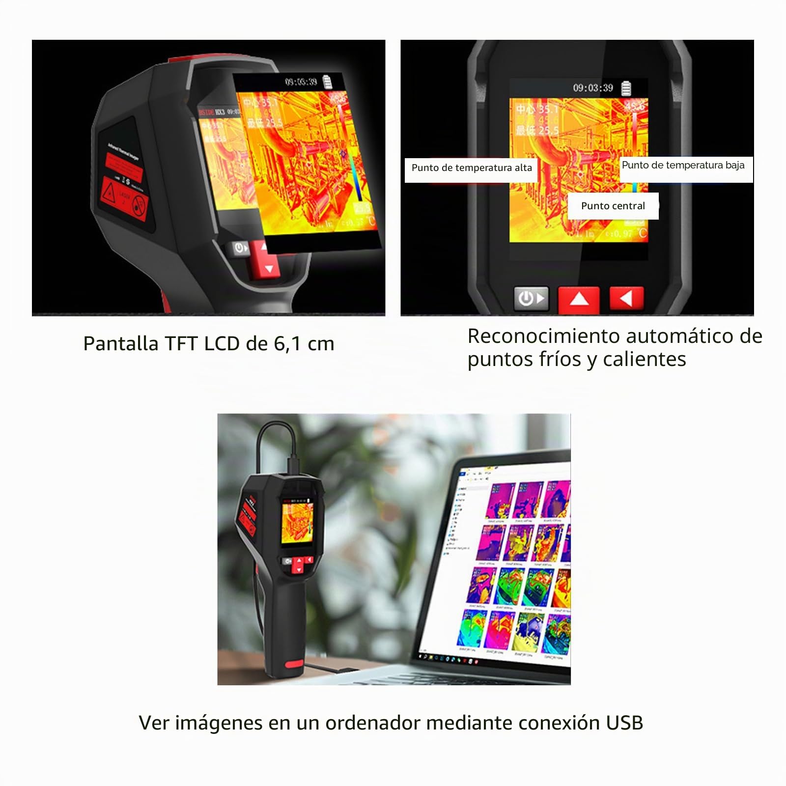 Cámara de imágenes térmicas para fugas de tuberías de agua y alimentación eléctrica 240x240 infrarrojos, cámara térmica infrarroja