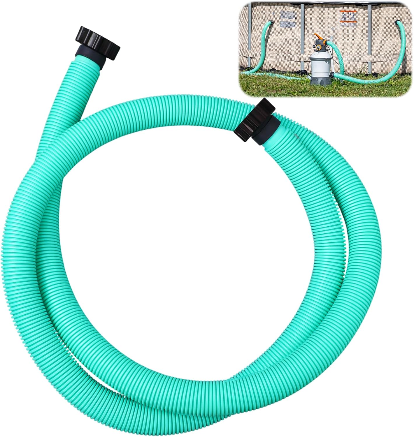Frienda 10 ft Swimming Pool Replacement Hose - 1.5" Diameter Plastic Above Ground Hose Replacement Accessory for Home, Swimming Pool, Filter Pump, Saltwater Systems(Blue, Black)