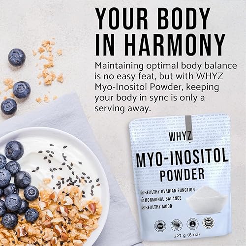 Miniatura 6 de WHYZ Polvo de mio-inositol, 8 onzas, suplemento natural de mio-inositol para apoyo ovárico, fertilidad y equilibrio hormonal, polvo de inositol