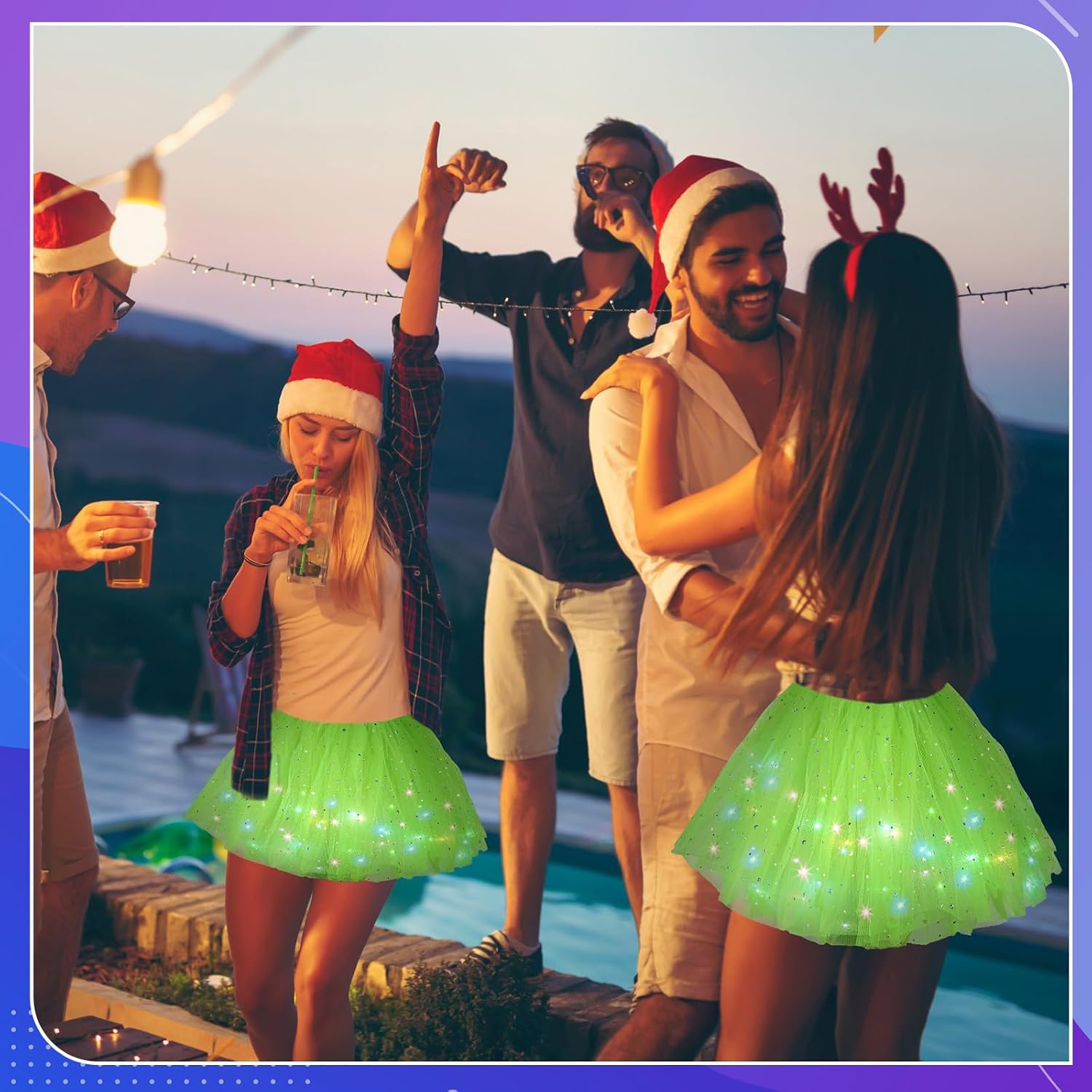 Haysandy 2 Pcs LED Tutu Skirt Light up Tutu LayeredTulle