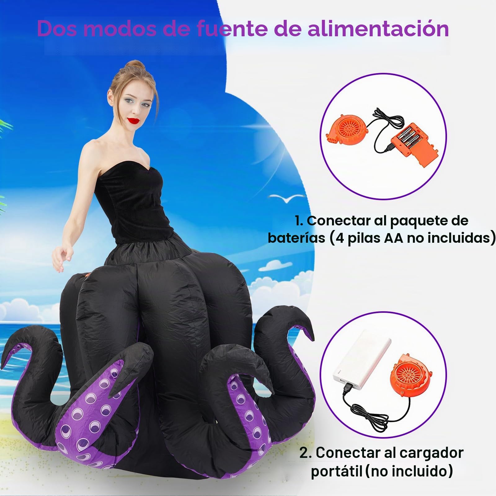 Disfraz inflable de pulpo para adultos, disfraz de pulpo para mujer, disfraz de Halloween para mujer, fiesta de cosplay de dibujos animados (pulpo adulto)