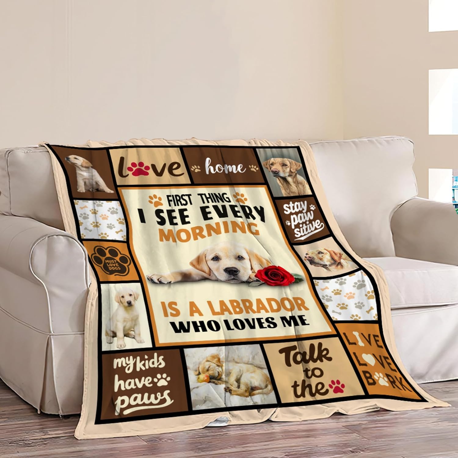 Labrador Throw Blanket Dog Animal Print Blankets Gifts for Stuff Decor Soft Cozy Fleece Plush Lightweight Flannel Bedding for Lover 40"x50" - Image 3