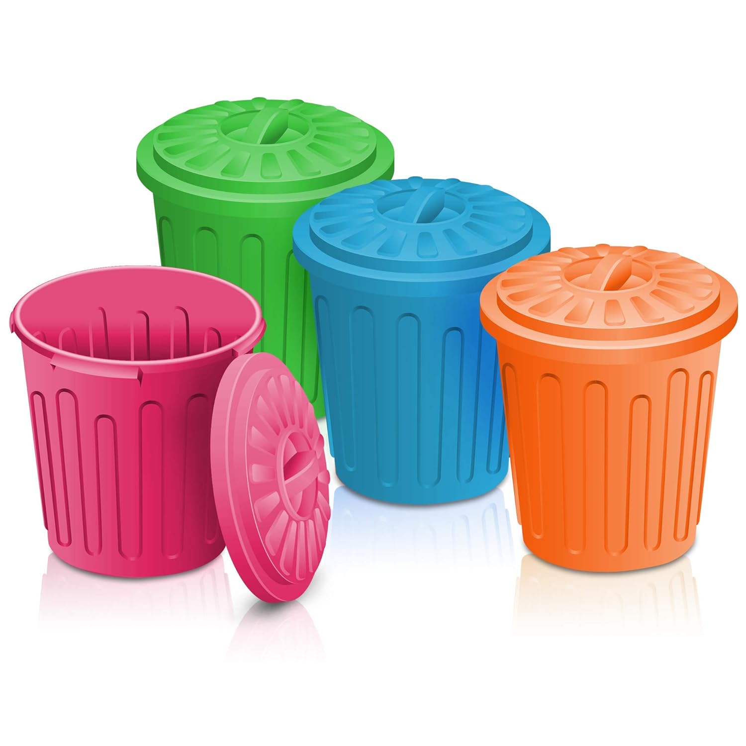 ArtCreativity 12 Pack Mini Trash Cans for Desks – Miniature Trash Can Toys for Kids, Small Garbage Can Party Favors, Toy Trash Can Pencil Holder, Fun Desk Organizer in Assorted Colors