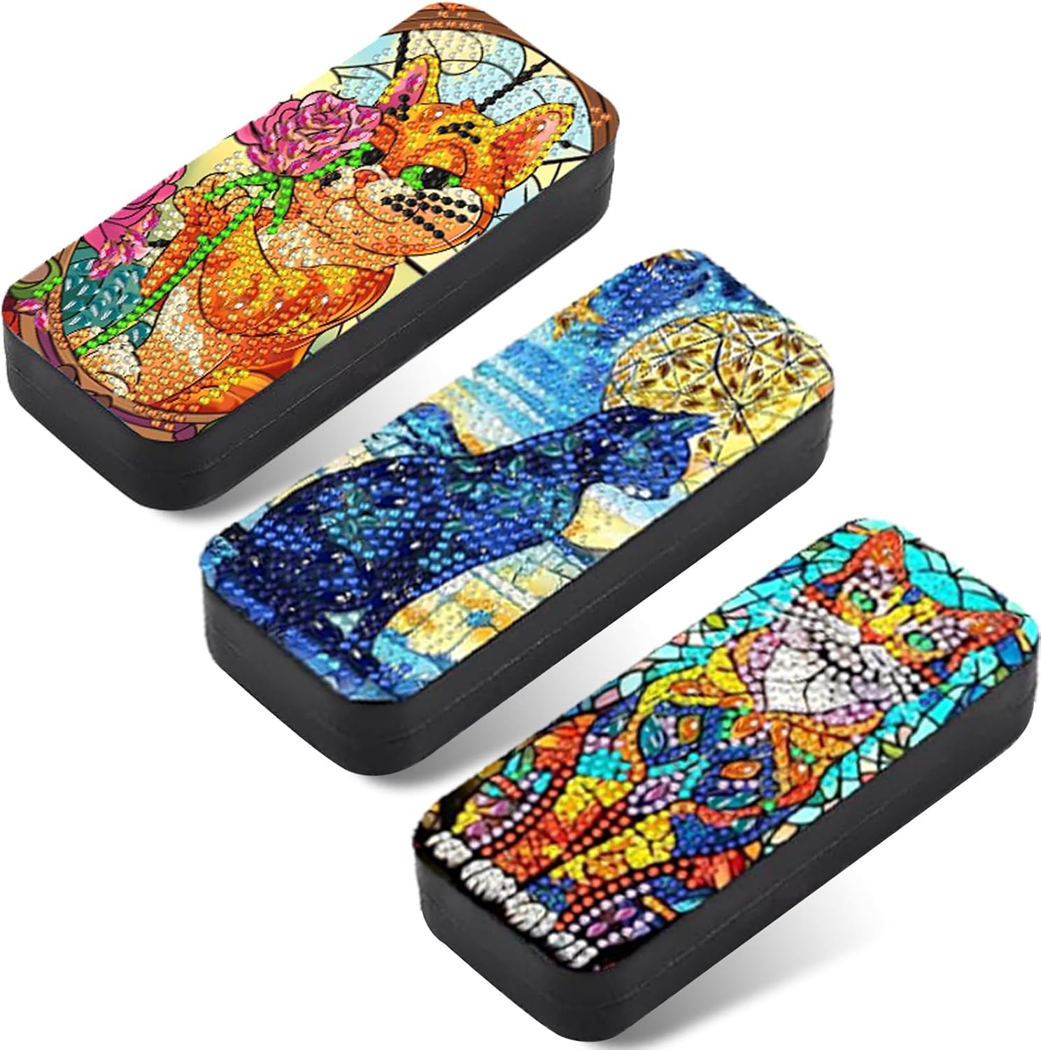 Leatrice 6pcs 5d Diamond Art Kits for Adults Small Diamond Painting Kit Gem Art Paint by Diamonds Eyeglass Case Hard Shell Dots DIY for Beginner Women