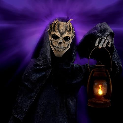 Miniatura 7 de Máscara de calavera de Halloween, máscara de esqueleto de cabeza completa, máscara de calavera demoníaca, casco de látex aterrador, accesorios de