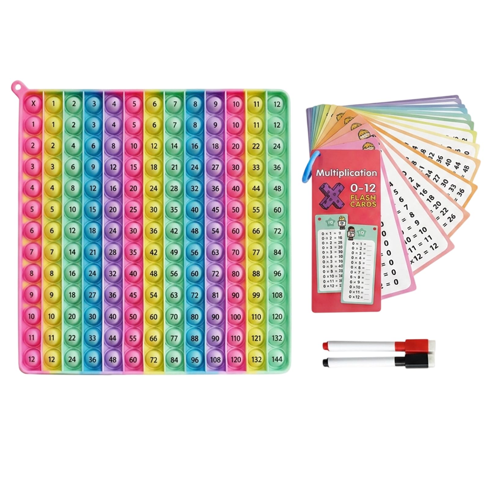 4-Piece Times Table Poppet, Educational Multiplication Toy Set, Multiplication Tables, Interactive Learning Tools for Maths Practice, with Reusable Number Cards and Pens