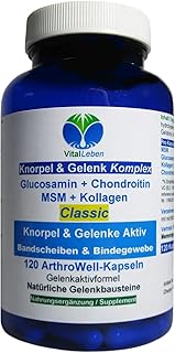Knorpel & Gelenke Komplex Classic 120 ArthroWell Gelenk-Kapseln - Natürliche Gelenkbausteine Glucosamin + Chondroitin + MSM + Kollagen. 26440-1
