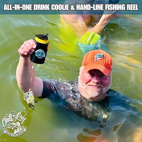 Miniatura 8 de Chill-N-Reel - Enfriador de latas con carrete para pescar, portabebidas de carcasa dura para cualquier funda térmica estándar, regalo divertido y