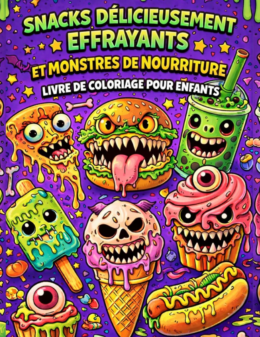 Snacks Délicieusement Effrayants et Monstres de Nourriture Livre de Coloriage pour Enfants: Amusantes Friandises et Boissons de Monstres Effrayantes ... Cadeau de Nourriture pour Garçons et Filles
