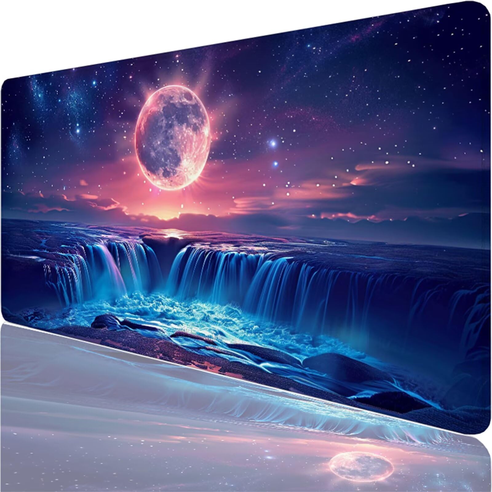 Tappetino Mouse XXL, 1400x600x3mm Tappetino per Mouse con blu, Tappetino Scrivania da Gaming in Gomma Antiscivolo di Grande Dimensione per Computer Gamer Autunno XF-97