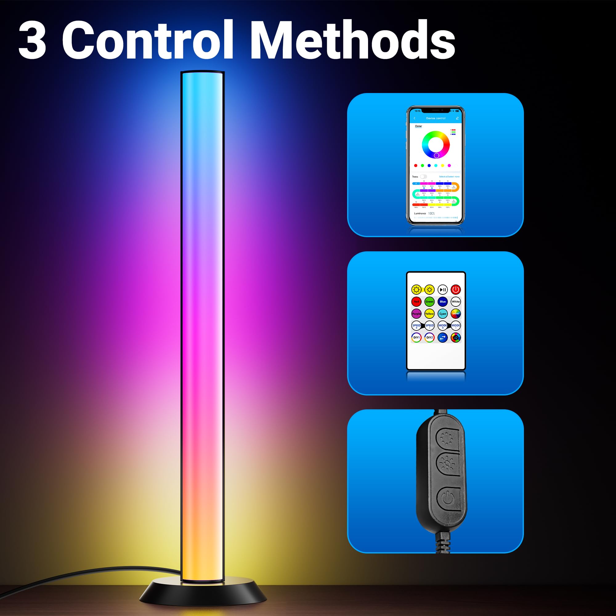TJOY - Barras de luz LED inteligentes, retroiluminación de TV RGB+IC con sincronización de música, barra de luz LED de computadora con Bluetooth, luces de juego con modos de escena, iluminación