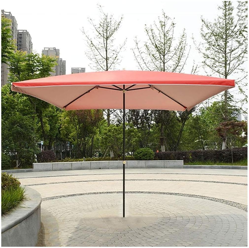 Silver Coated Oxford Cloth Patio Umbrella, 3 Levels of Adjustable Height Beach Umbrella, Outdoor Umbrella Without Base(2.2 * 2.8M-Red)