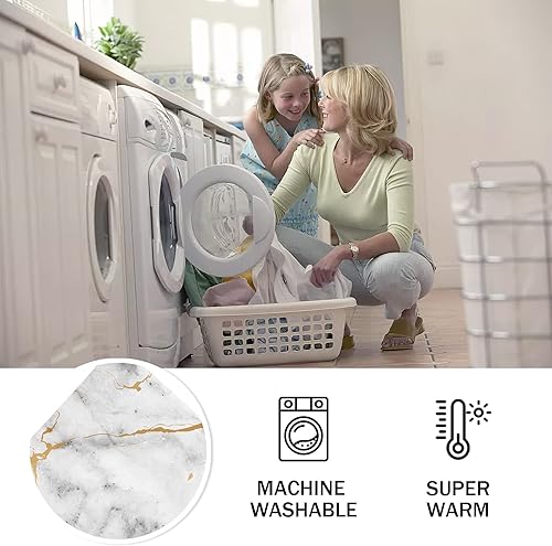 Miniatura 6 de Manta de Tiro de Mármol Dorado para Sofá, Mantas Súper Suaves y Peludas Cálidas y Cómodas de Felpa Polar, Manta Decorativa de Moda de Franela Polar