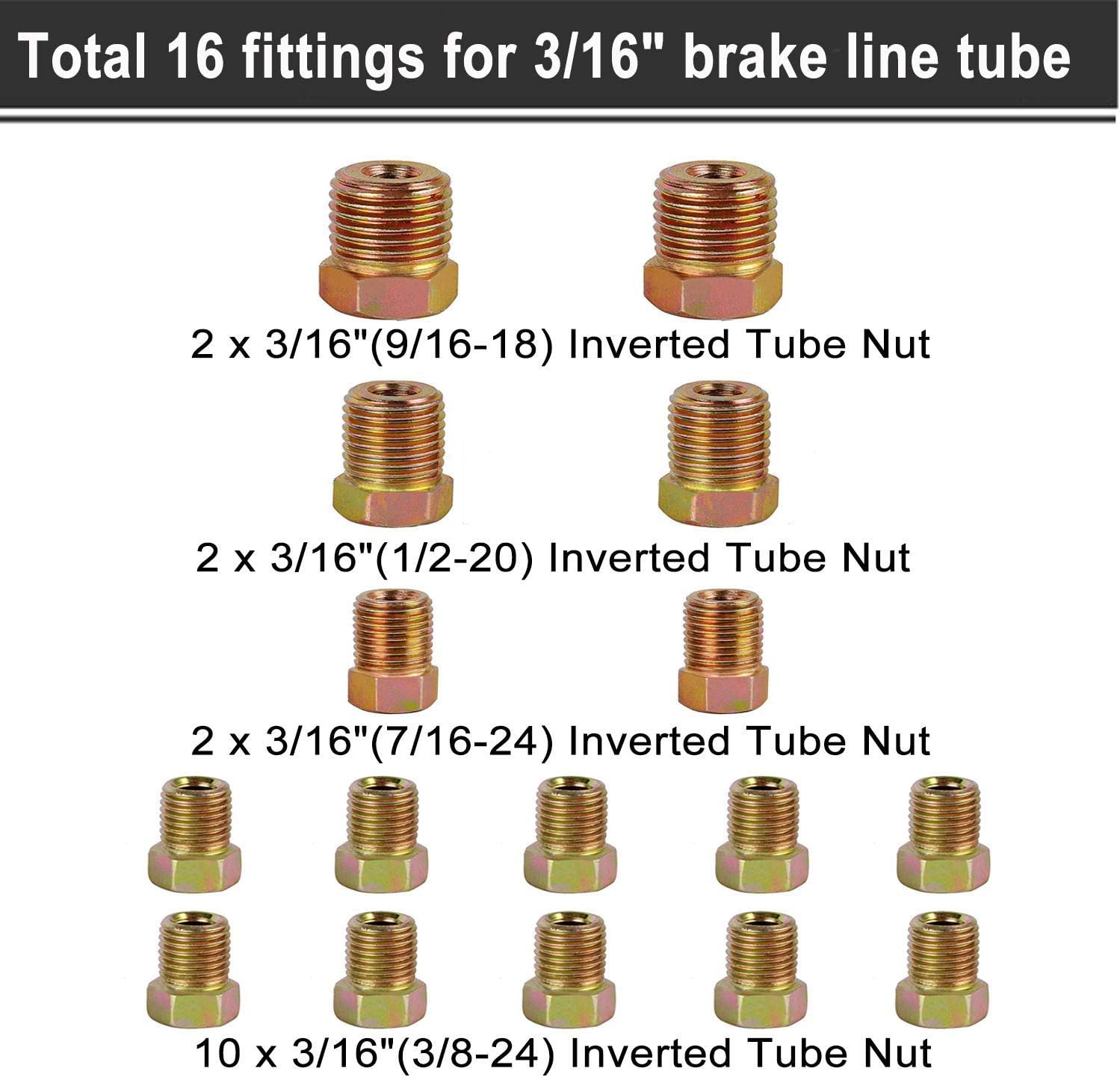 Muhize 25 Ft. of Gold 1/4" & 3/16" Brake Line Tubing Kit and Muhize 25 Ft. of Zinc-Coated 1/4" Brake Line Tubing Kit