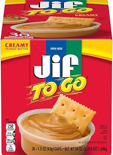 JIF To Go Peanut Butter Cups – 36 x 1.5 oz Mini Cups, Creamy Peanut Butter, On-the-Go Snack