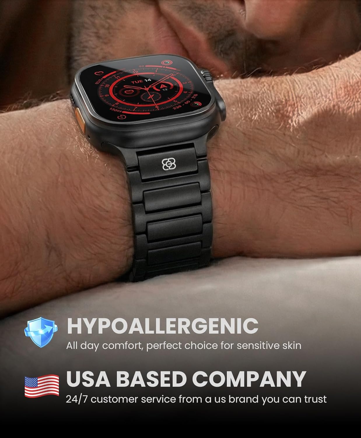 Titanium Band Compatible with Apple Watch Ultra 3/2/1 49mm Band for Men & Series 11/10 46mm, Grade 5 Titanium with DLC Coating for Ultra 3 Watch Band, Easy-Adjust Metal Band & Butterfly Clasp