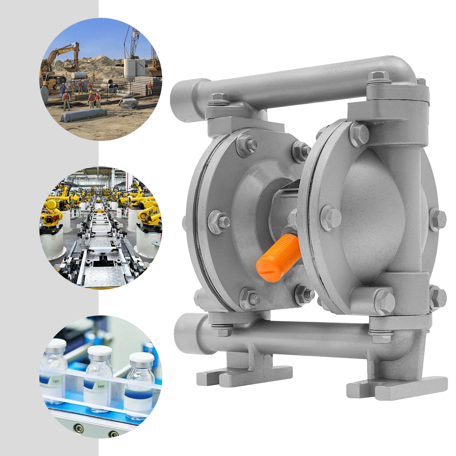 QBY-15Z Bomba neumática de diafragma – Caudal 0 – 1 m³/h, altura total de extracción 69 m, altura de aspiración 0 – 5 m, presión máxima de suministro de aire 7 bar, ideal para aceite, diésel