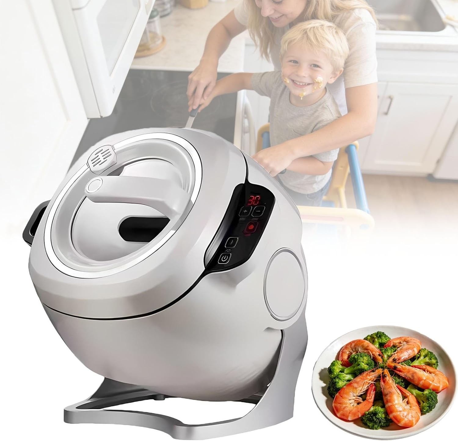 Automatic Fried Rice Machine 6L With Rotating Wok And Smart Touch Panel, Multifunction Cooking Equipment