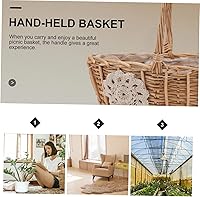 Vista 5 de Yardwe 1pc Rattan Flower Basket Storage Bins Baskets Flower Girl Baskets Seagrass Storage Baskets Rattan Basket Rattan Storage Baskets Egg Basket