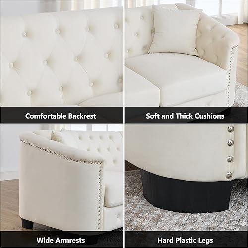 Miniatura 5 de mikibama Juego de sofá de terciopelo Chesterfield de lujo de 2 piezas para sala de estar, muebles de decoración moderna, sofá seccional, 3 plazas y