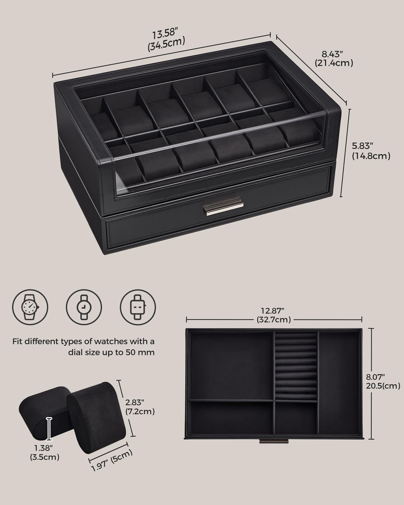 ProCase 12 Slots Uhrenbox Uhrenkasten Uhrenaufbewahrung
