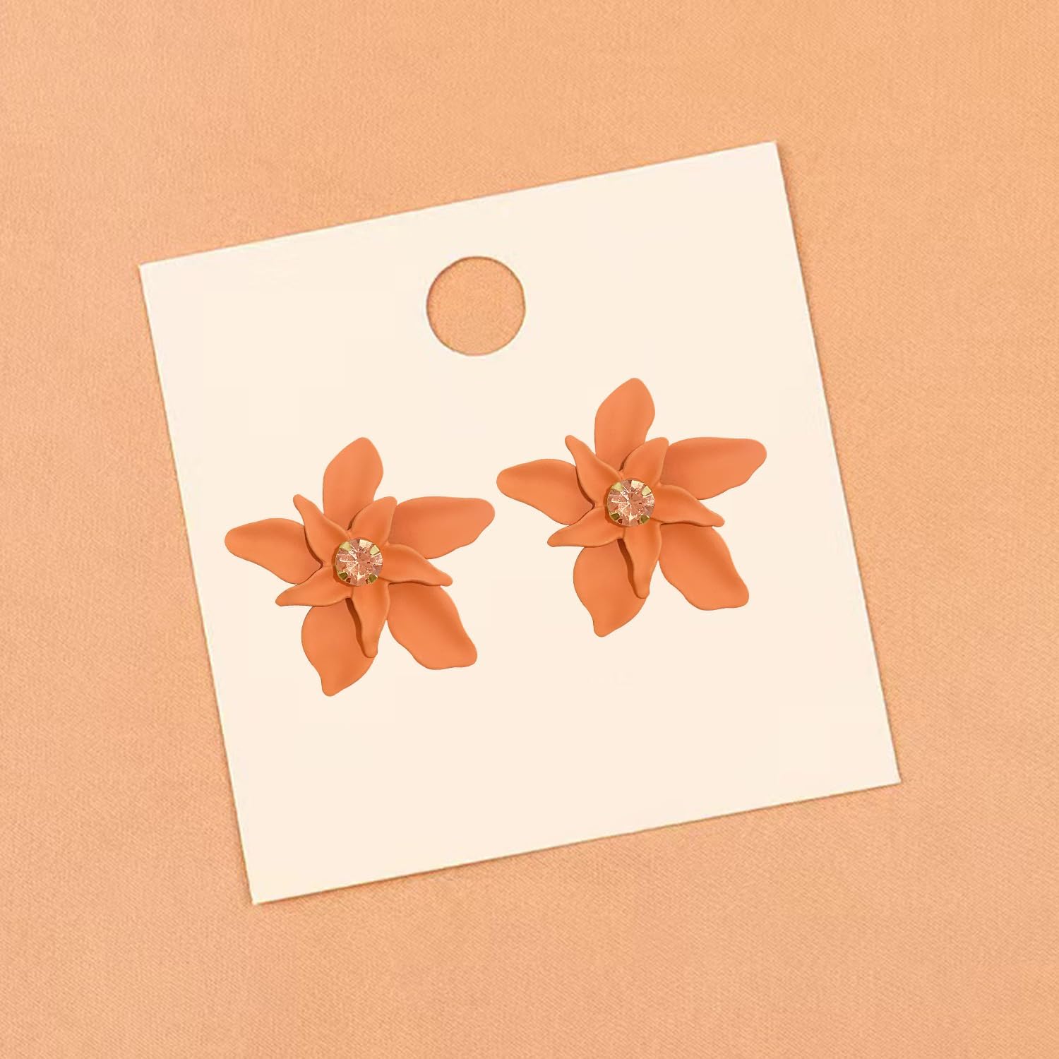 Colorful Sparkling Rhinestone Alloy Three-Dimensional Flower Stud Earrings Bohemian Style Unique Lily Plant Stud Earrings for Women Jewelry Gifts - Image 6