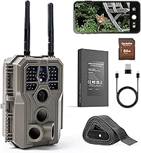 GardePro E8 2.0 Pro Wildlife Camera Double Antenna WLAN with 64GB SD Card, 64MP H.264 4K Video Rechargeable 7800 mAh Battery, Mobile Radio Transmission, 30 m Night Vision Motion Sensor 0.1s Trigge, IP66