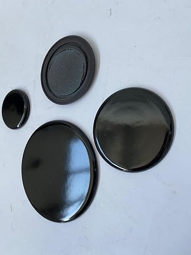 IGNIS WHIRLPOOL 4 PIATTELLI SMALTATI NERI LUCIDI PER CUCINA A GAS 1...