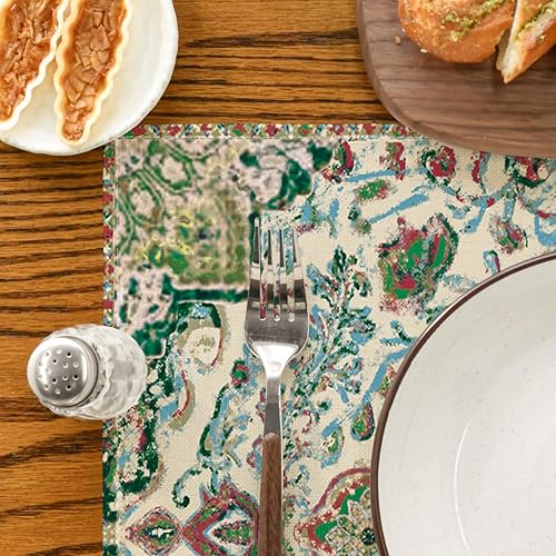 Miniatura 7 de Artoid Mode Juego de 4 manteles individuales bohemios para decoración de mesa de otoño para decoración del hogar, fiesta, comedor, 12 x 18 pulgadas