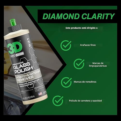 Miniatura 3 de 3D Pasta de pulido de cristal – Removedor de arañazos de cristal de óxido de cerio para ventanas de coche – Restaura la claridad y elimina marcas