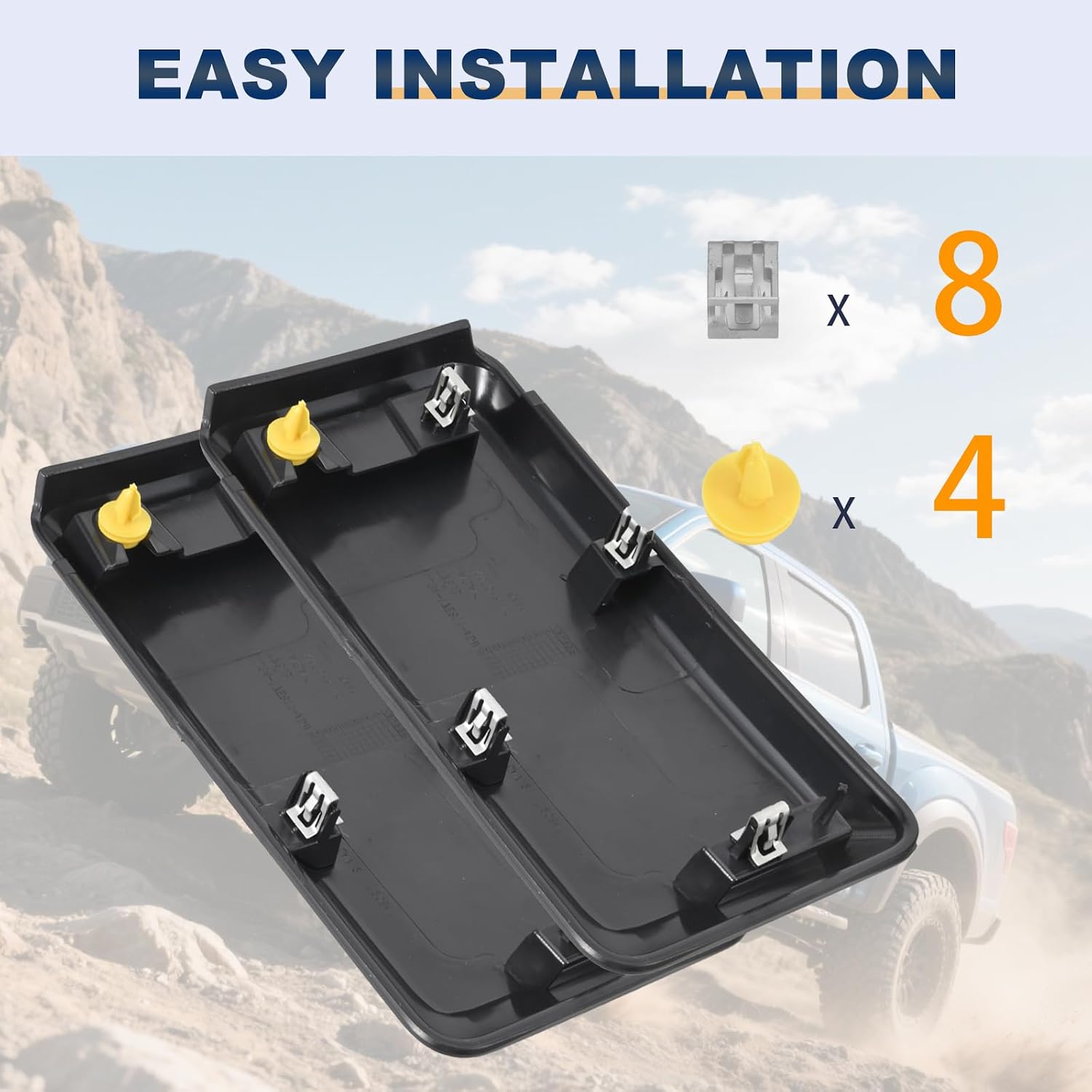 Front Bumper Guard & Cover for Ford F-150 2018-2020, Driver & Passenger Side ABS Plastic Replacement, Easy Snap-On Installation (2-Pack)