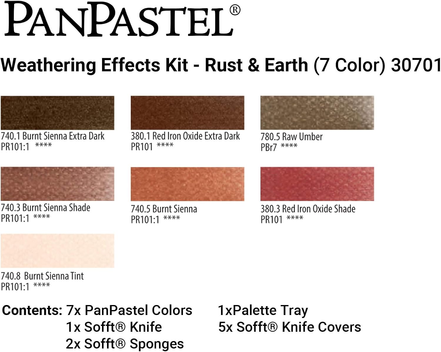 PanPastel Artist Pastels by GOLDEN, Rust & Earth Set, 7 Color, Professional Artist Pastels, Unique Pan Format (cake-like)