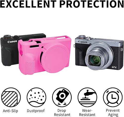 Miniatura 73 de Easy Hood Funda para cámara digital Canon Powershot G7 X Mark III, funda protectora de silicona suave con cubierta de lente extraíble para cámara