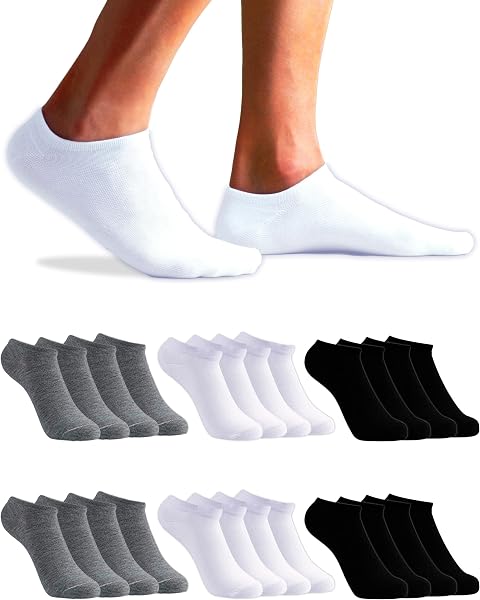 topline 12 Paia Calzini Uomo Corti e Calzini Donna Corti - Fantasmini Uomo e Fantasmini Donna - Calzini uomo e Calzini Donna in Cotone e Traspiranti - 1