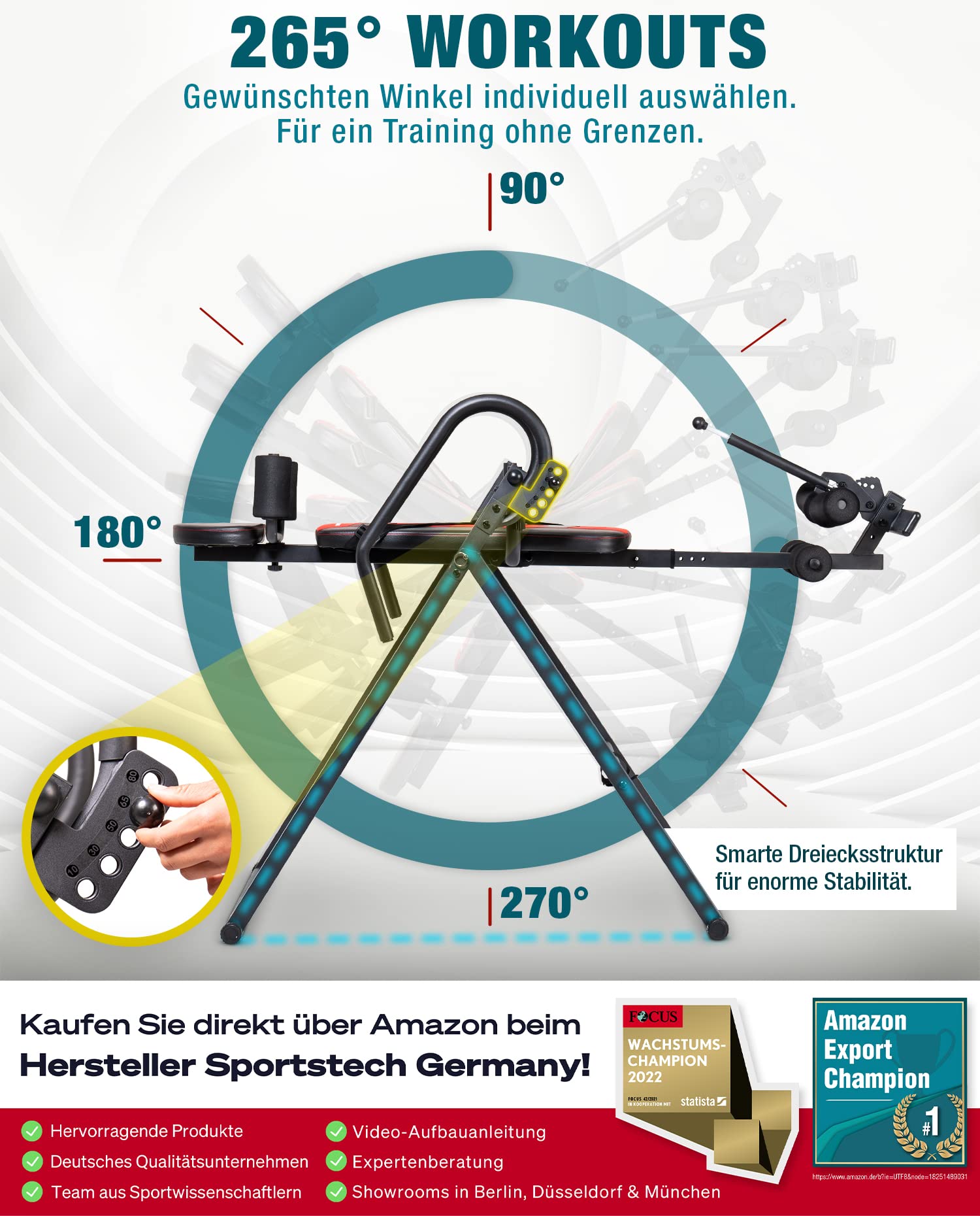 Rückentrainer IT200 SPORTSTECH IT200 Inversionsbank - Inversionstisch Für Zuhause Bis 120 Kg, Mit Luftkissen Inversionsbank Bis 120kg