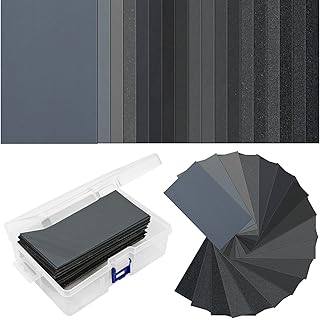 Sandpaper Assorted Wet/Dry, 102Pcs Sandpaper 60 to 3000 Grit Sandpaper Assortment 6 of Each, 3 x 5.5 Inch Abrasive Paper Sheet with Storage Box, for Wood Furniture Finishing, Metal Sanding