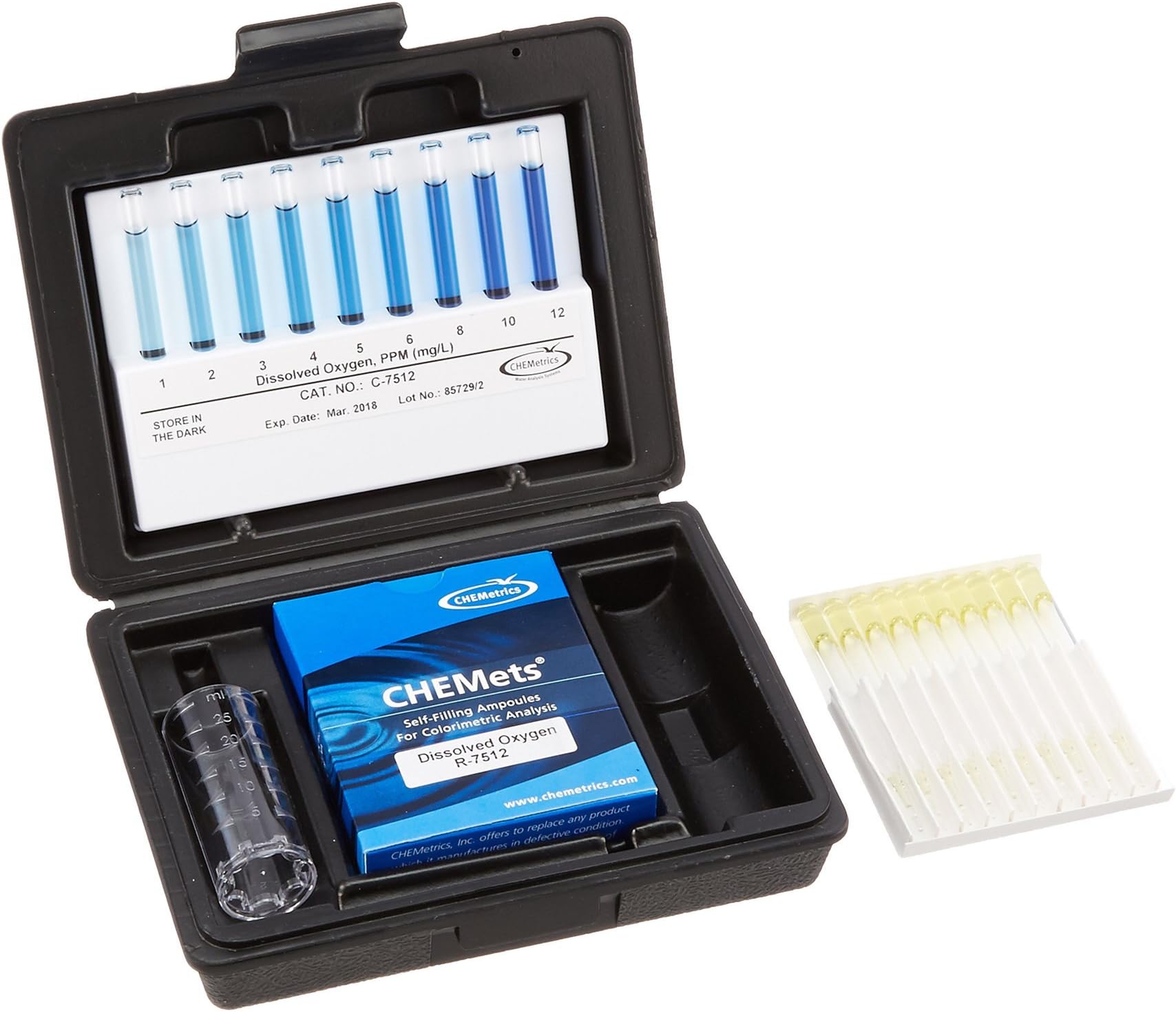CHEMetrics K-7512 Dissolved Oxygen Kit, 1-12 ppm Range, 1 ppm MDL