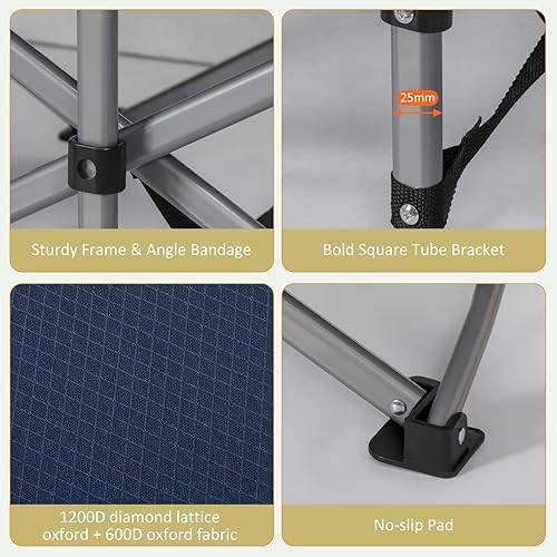 Miniatura 5 de LOENIY Catres plegables para acampar con almohada y colchón extra grueso, catres para dormir de 900 libras, cama de campamento para adultos con