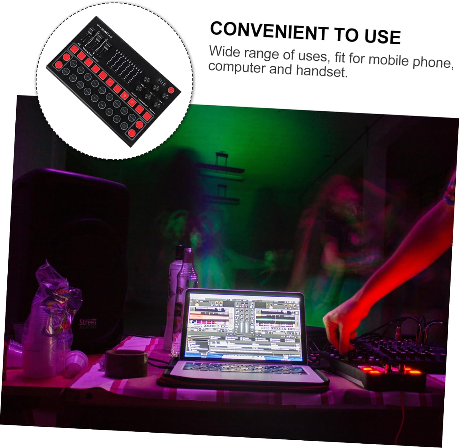 DOITOOL Live Streaming Soundcard Voice Changer Music Changer Compatible Platforms External Sound Cards Portable Voice Disguiser Professional Soundcard for Dj Recording Karaoke Podcast