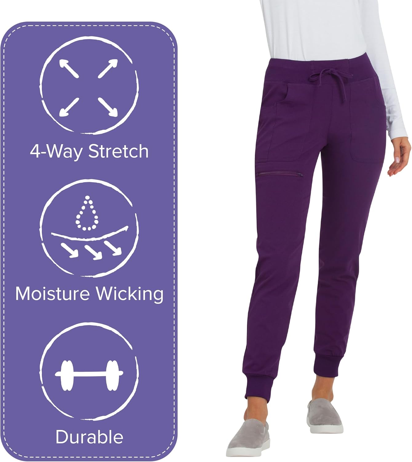 Heartsoul Women's Medical Scrub Jogger Pants Contemporary fit Drawstring waistband Jogger With 5 Pockets - HS030 - Image 4