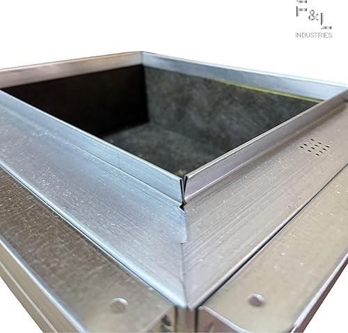 Miniatura 10 de Caja de registro de techo galvanizada aislada R6 - Conecta la ventilación de registro y el difusor, funda de conducto HVAC (acero galvanizado, 14 x