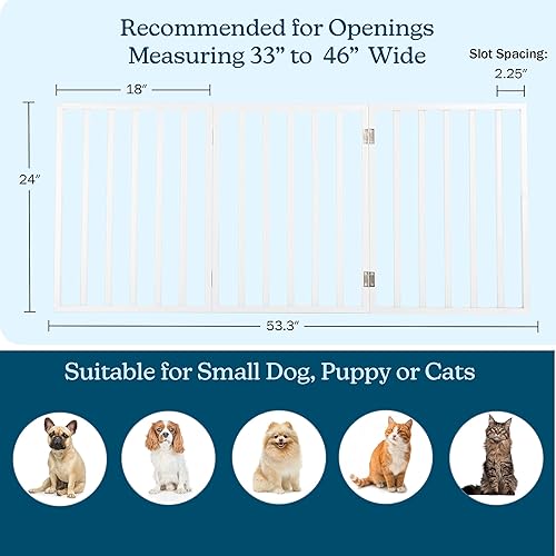 Miniatura 8 de PETMAKER - Puerta plegable para mascotas para interiores, 3 paneles para escaleras o puertas, valla independiente para mascotas de 54 x 24 pulgadas