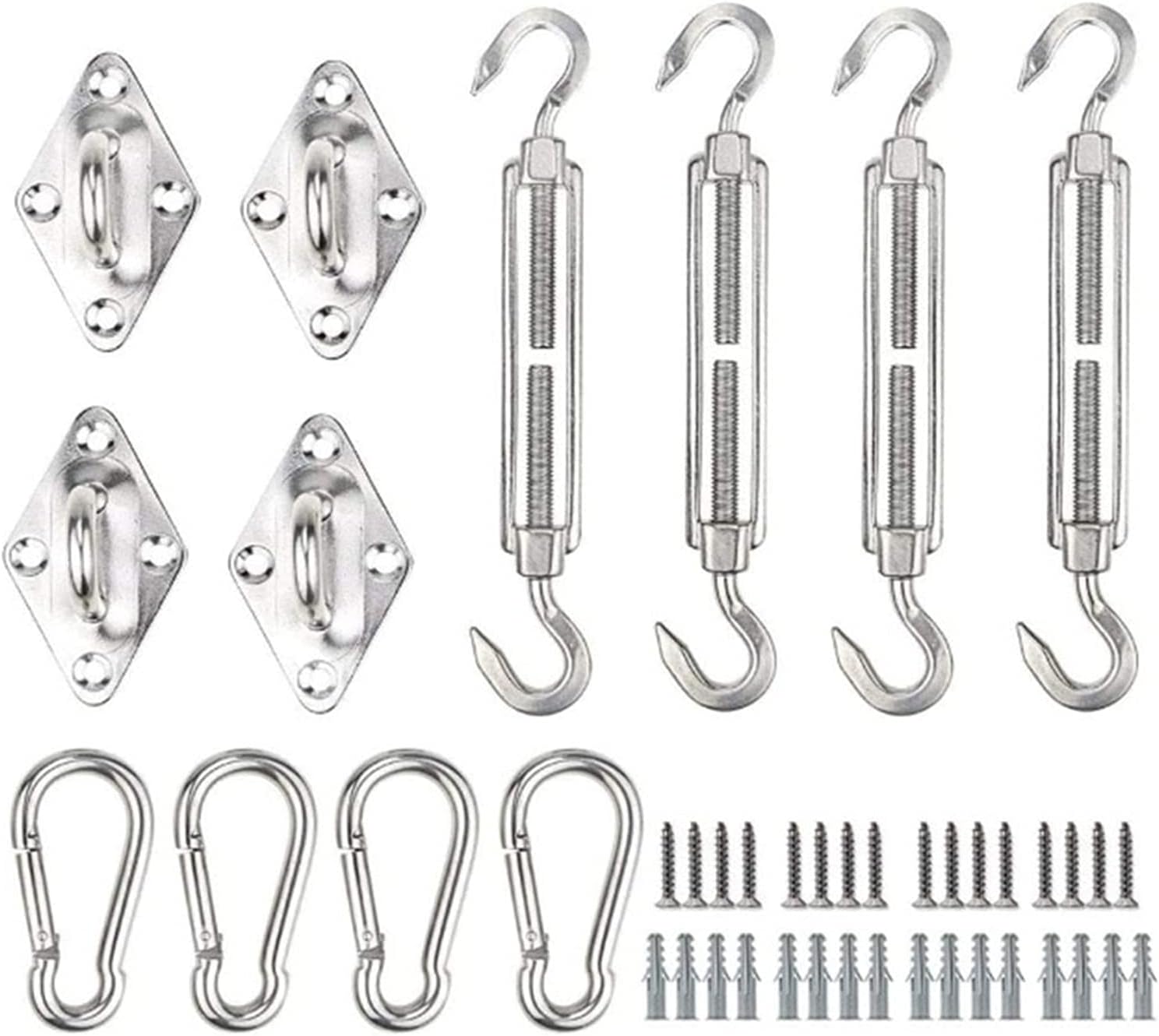 Shade Sail Hardware Kit Install Attachment Set for Triangle Rectangle Sun Shade Sail Installation, 304 Grade Stainless for Patio Garden