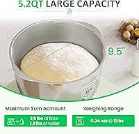 Vista 3 de Electric Dough Maker with Ferment & Weighing Function, 5.2QT Dough Mixer with 304 Stainless Steel Bowl, Flour Kneading Machine for Pizza Bread